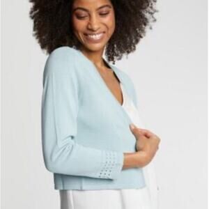 PAULE KA PARIS‎ OPEN FRONT FINE KNIT CARDIGAN CROPPED SWEATER NWT SIZE XL